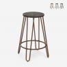 Sgabello alto design industriale in metallo legno per bar ristoranti cucine Carbon Top Offerta
