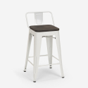 sgabello alto industriale metallo top legno h61cm steel wood top 