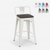 sgabello alto industriale metallo top legno h61cm steel wood top Saldi