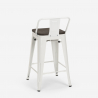 sgabello alto industriale metallo top legno h61cm steel wood top 