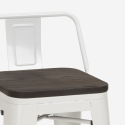sgabello alto industriale metallo top legno h61cm steel wood top 