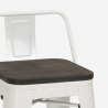 sgabello alto industriale metallo top legno h61cm steel wood top 