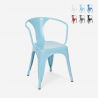 sedie industrial con braccioli acciaio per cucina e bar steel arm Misure