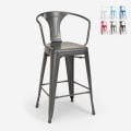 tabouret de bar et cuisine avec dossier en métal design industriel style steel back Promotion