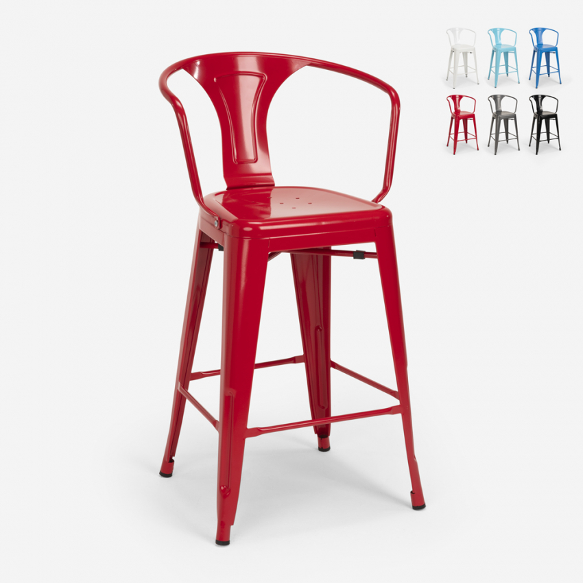 sgabello metallo stile industriale con schienale h68cm steel back Misure sgabello metallo stile industriale con schienale h68cm steel back Misure