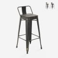 tabouret design industriel métal bois vintage style brush top 78 cm Promotion