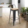 Barhocker aus metall holz im vintage-industrie-stil Brush Top Sales