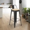 tabouret design industriel métal bois vintage style brush top 78 cm Remises