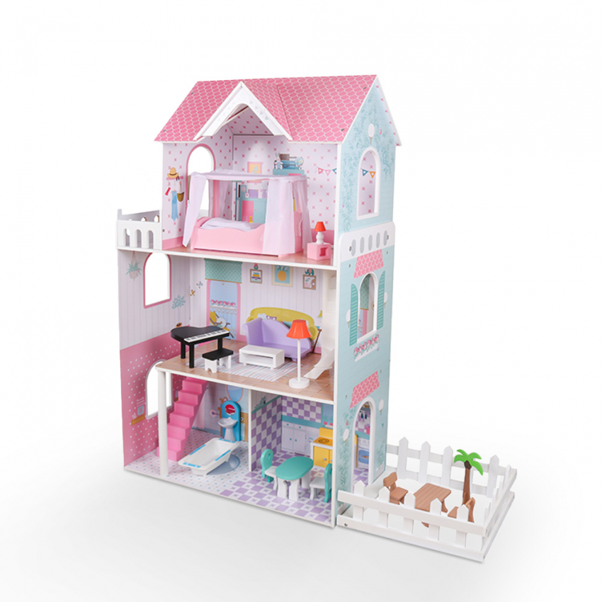 Maison de poupée en bois 3 étages avec accessoires filles Pretty House XXL Promotion Maison de poupée en bois 3 étages avec accessoires filles Pretty House XXL Promotion