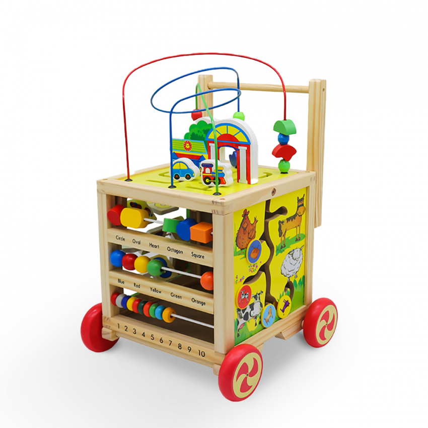 Chariot de jeu multi-activités en bois pour les premiers pas de vos enfants Magic Box Promotion Chariot de jeu multi-activités en bois pour les premiers pas de vos enfants Magic Box Promotion