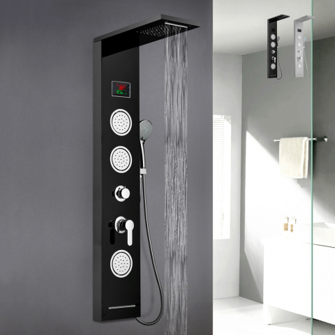 Panneau de colonne de douche en acier avec mélangeur de cascade d'hydromassage d'affichage à LED Abano Promotion