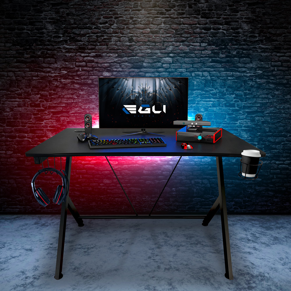 gaming desk with headset holder