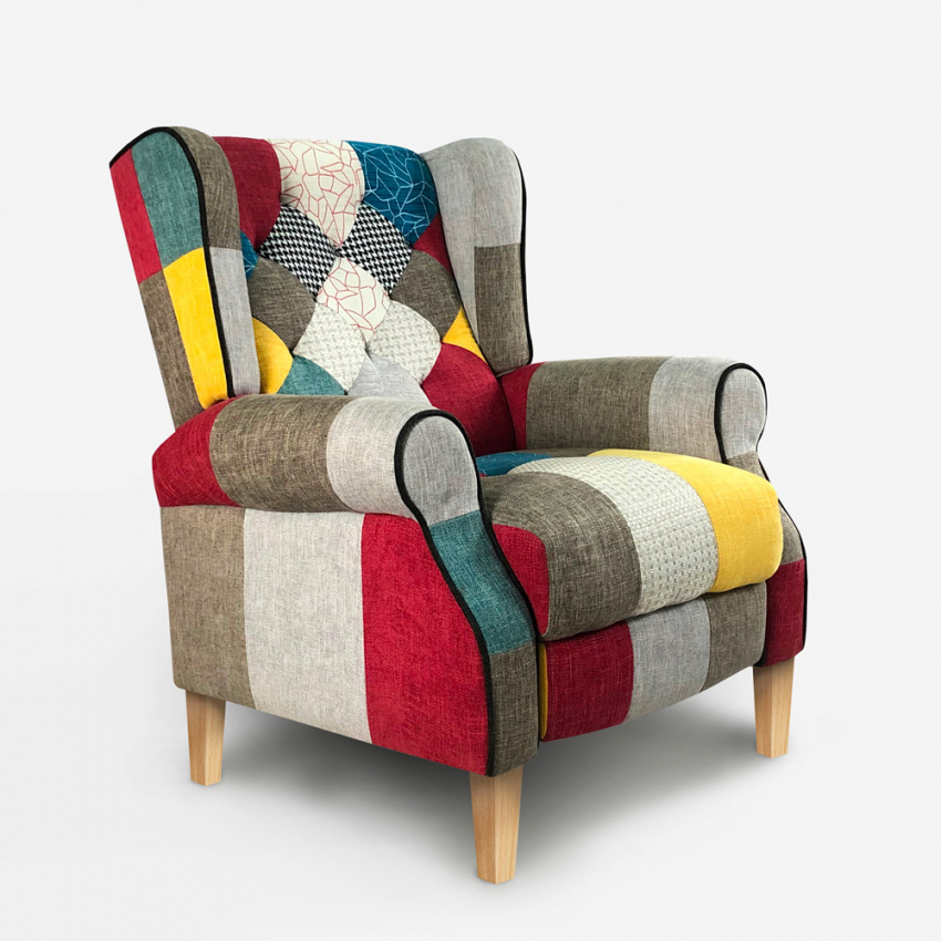 Fauteuil patchwork bergère inclinable au design moderne Throne Light Promotion Fauteuil patchwork bergère inclinable au design moderne Throne Light Promotion