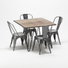 set tavolo quadrato in legno e sedie in metallo design industriale bay ridge Modello