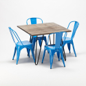 table carrée en bois + 4 chaises en métal au design Lix industriel bay ridge Offre