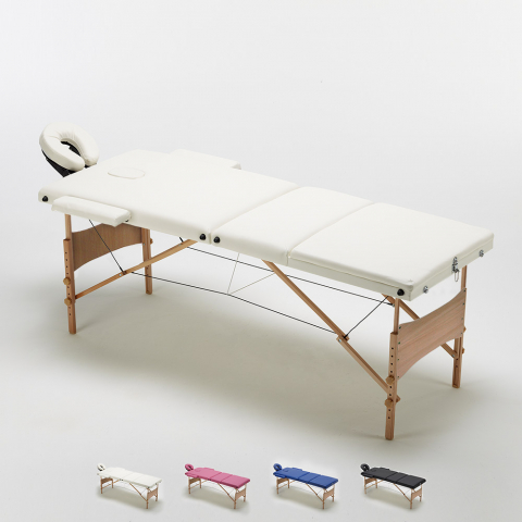 Lettino da massaggio in legno portatile pieghevole 3 zone 215cm Reiki Promozione