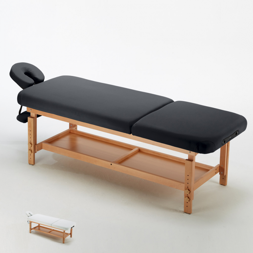 Stationäre Profi-Massageliege Holz 2 Zonen 225 cm Comfort Auswahl Stationäre Profi-Massageliege Holz 2 Zonen 225 cm Comfort Auswahl