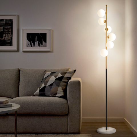 Design Stehleuchte mit LED-Lampenschirmen mit Marmorsockel Alibreo Aktion