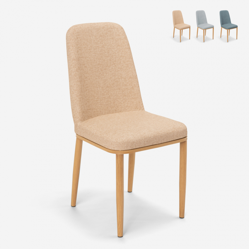 Design Stühle für Küchen Bars Restaurants Stoff und Metall mit Holzeffekt Davos Light Verkauf