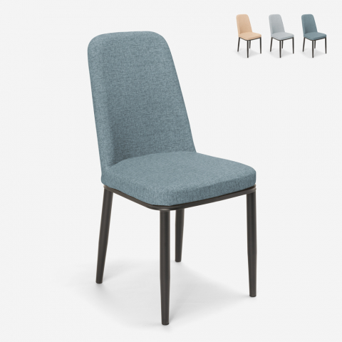Design Stühle für Küchen Bars Restaurants Stoff und Metall mit Holzeffekt Davos Dark