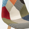 Chaise patchwork design nordique bois et tissu cuisine bar restaurant Robin 