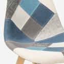 Chaise patchwork design nordique bois et tissu cuisine bar restaurant Robin 
