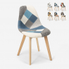 Chaise patchwork design nordique bois et tissu cuisine bar restaurant Robin Réductions