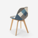 Chaise patchwork design nordique bois et tissu cuisine bar restaurant Robin 