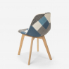 Chaise patchwork design nordique bois et tissu cuisine bar restaurant Robin 