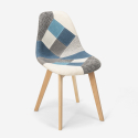 Chaise patchwork design nordique bois et tissu cuisine bar restaurant Robin 