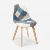 Chaise patchwork design nordique bois et tissu cuisine bar restaurant Robin 