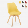 Sedia design nordico legno e tessuto e cuscino cucina bar ristorante Dolphin Offerta