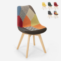 Nordic Design Stuhl aus Holz und Stoff und Kissen Küchen Bars Restaurants Dolphin Lagerbestand