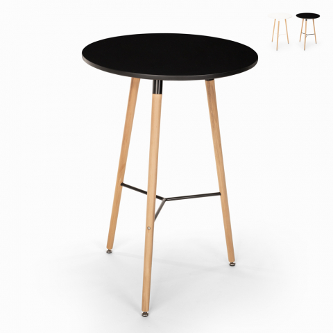 Hoher Tisch für Hocker Skandinavisches Holzdesign 60x60 rund aus Holz Shrub Aktion