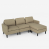 3-Sitzer-Sofa Steffy mit Armlehnen und Hocker aus elegantem Stoff Wohnzimmer Maße