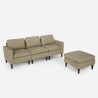 3-Sitzer-Sofa Steffy mit Armlehnen und Hocker aus elegantem Stoff Wohnzimmer Auswahl