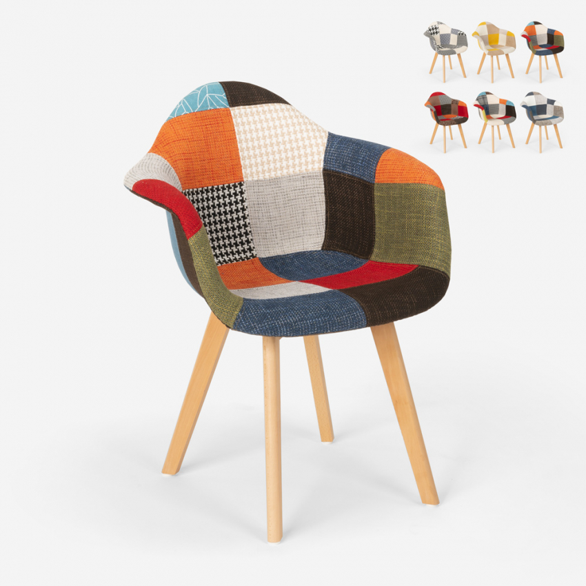 Fauteuil patchwork de cuisine et salon au design nordique Herion Offre Fauteuil patchwork de cuisine et salon au design nordique Herion Offre