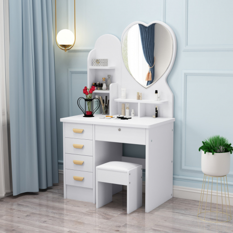 Make-up Station Schminktisch Spiegel Hocker Schlafzimmer Clara