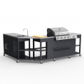 BBQ Eckgestell Edelstahl Gasgrill 4+1 Brenner mit Spüle Mustard Aktion