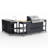 BBQ Eckgestell Edelstahl Gasgrill 4+1 Brenner mit Spüle Mustard Aktion
