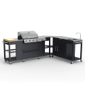 BBQ Eckgestell Edelstahl Gasgrill 4+1 Brenner mit Spüle Mustard Rabatte