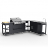 BBQ Eckgestell Edelstahl Gasgrill 4+1 Brenner mit Spüle Mustard Rabatte