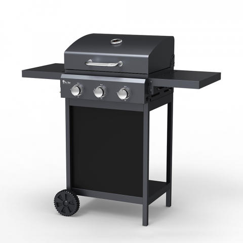 Barbecue gas BBQ acciaio inox 3 bruciatori ripiani pieghevoli Romesco Promozione