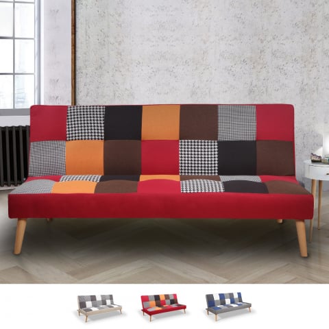Sofa Schlafsofa 3-Sitzer Patchwork Clic Clac Wohnzimmer Modernes Design Kolorama