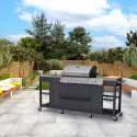 Barbecue à gaz en inox 4 + 1 brûleurs avec évier et étagères Tartara fr Vente
