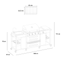 Barbecue à gaz en inox 4 + 1 brûleurs avec évier et étagères Tartara fr Prix