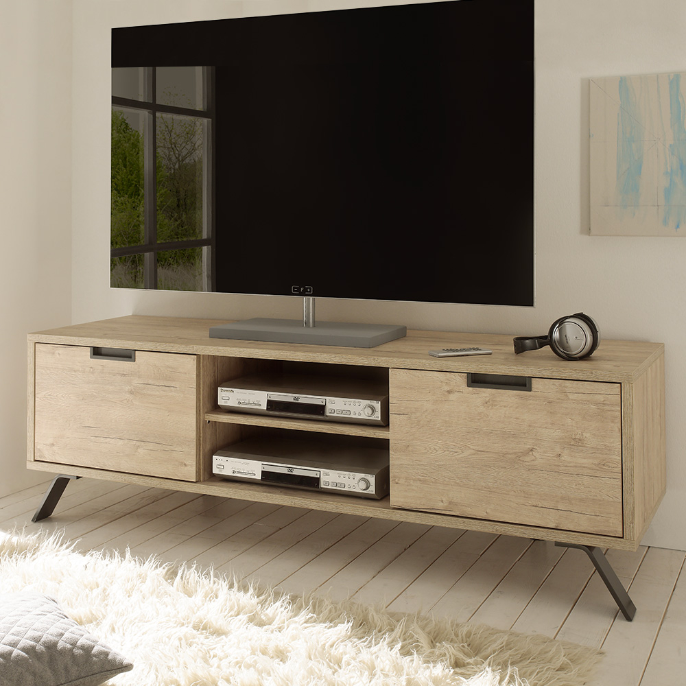 doneren Einde dood Palma TV-meubel Scandinavisch ontwerp in hout met open vak en 2 zijdeuren