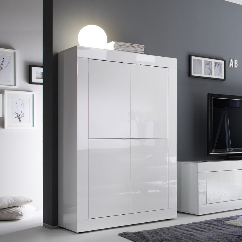Sideboard Anrichte Wohnzimmer Küche 4 Türen Hochglanz Weiß Novia Wh Basic Aktion Sideboard Anrichte Wohnzimmer Küche 4 Türen Hochglanz Weiß Novia Wh Basic Aktion