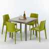 Tavolo Quadrato Beige 90x90 cm con 4 Sedie Colorate Elegance 