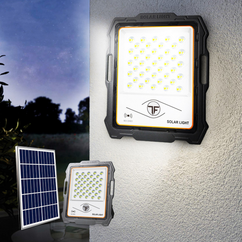 Projecteur LED 100W panneau solaire portable 2000 lumens télécommande Inluminatio M Promotion